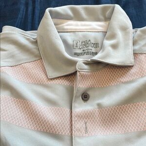 PGA Tour Men's Gray and Pink Polo Shirt